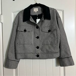 Sezane Erwann Black and White Houndstooth Jacket